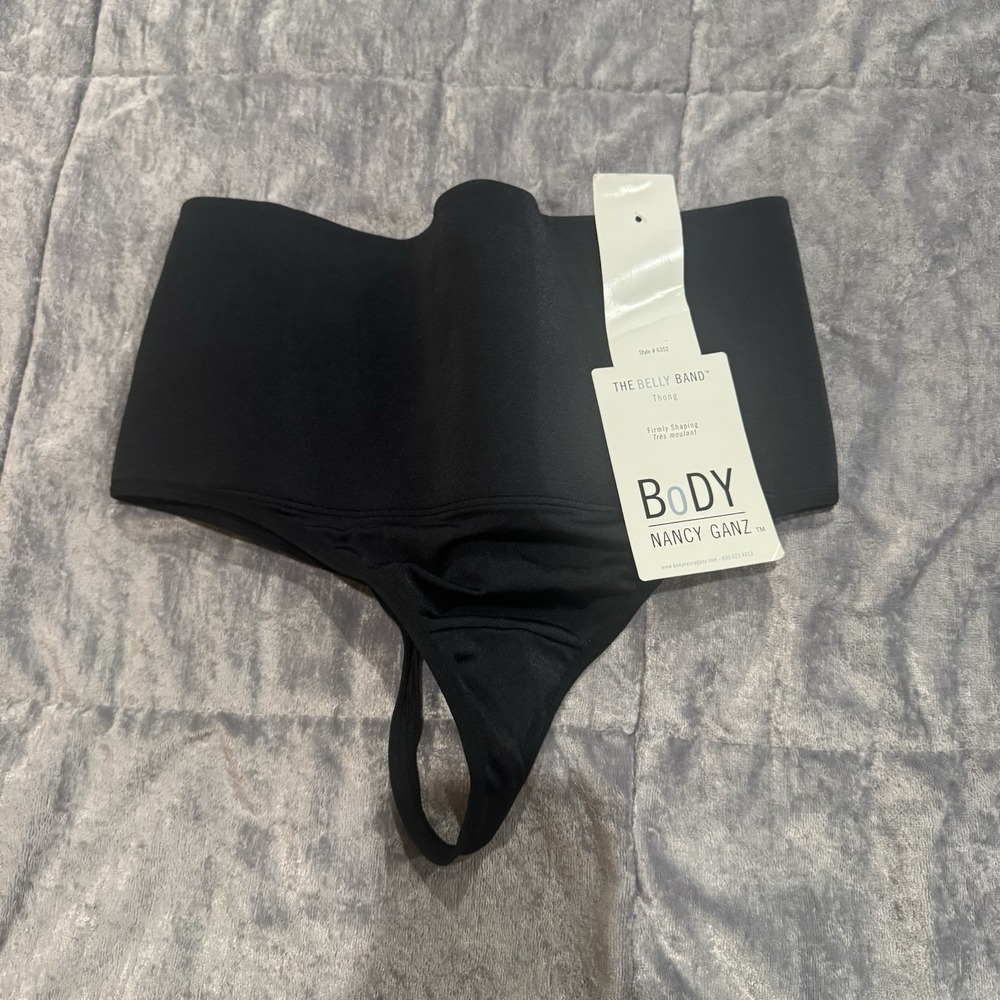 NWT Sz XL Nancy Ganz Tummy Control High Waist‎ Belly Band Black Thong